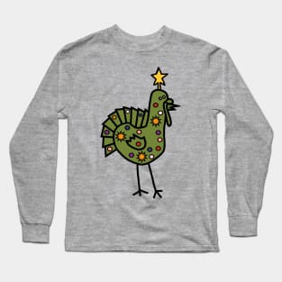 Funny Christmas Tree Thanksgiving Turkey Long Sleeve T-Shirt